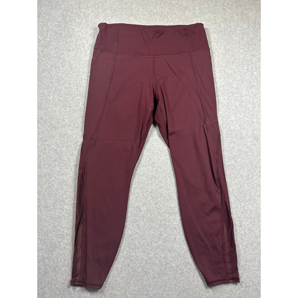 Athleta Lightning 7/8 Tight Mid-Rise Leggings Large Red High Waisted Pockets
